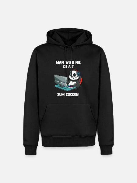 Lustiger Gaming Panda - Computer Spiele - Männer Premium Bio Hoodie - Schwarz