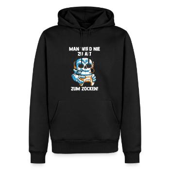 Lustiges Gaming Skelett - Computer Spiele - Männer Premium Bio Hoodie - Schwarz - Vorne - Nico (187cm)