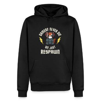 Gamers Never Die - Gamer Roter Panda - Computer - Männer Premium Bio Hoodie - Schwarz - Vorne - Nico (187cm)
