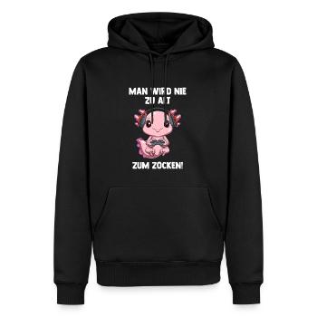 Lustiger Gaming Axolotl - Computer Spiele - Männer Premium Bio Hoodie - Schwarz - Vorne - Nico (187cm)