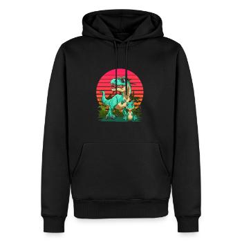 Papasaurus Dadasaurus - Cooler Vater-Sohn-T-Rex - Männer Premium Bio Hoodie - Schwarz - Vorne - Nico (187cm)