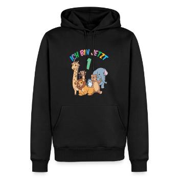1 Geburtstag Zoo Tiere - 1 Jahr Junge Mädchen - Männer Premium Bio Hoodie - Schwarz - Vorne - Nico (187cm)