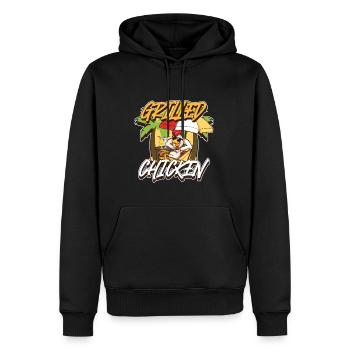 Poulet grillé - Sweat à capuche Premium bio Homme - noir - Devant - Nico (187cm)