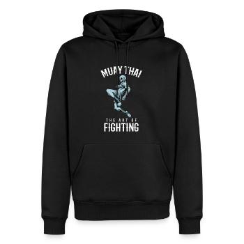Traditioneller Muay Thai Skelettkämpfer - Thai - Männer Premium Bio Hoodie - Schwarz - Vorne - Nico (187cm)