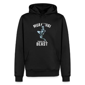 Trainieren wie eine Bestie - Muay Thai und Thai - Männer Premium Bio Hoodie - Schwarz - Vorne - Nico (187cm)