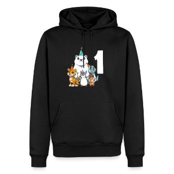 1 Geburtstag Zoo Tiere 1 Jahr alt Junge Mädchen - Männer Premium Bio Hoodie - Schwarz - Vorne - Nico (187cm)
