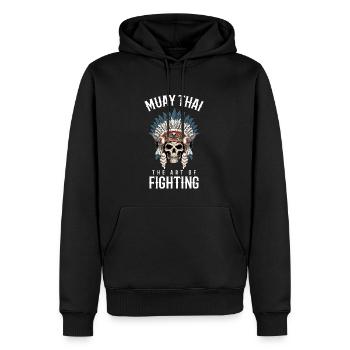 Traditionelle Muay Thai Skelett-Kriegshaube - - Männer Premium Bio Hoodie - Schwarz - Vorne - Nico (187cm)