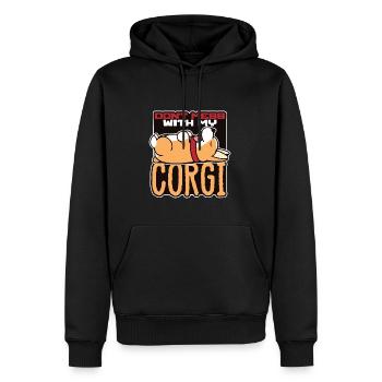 Ne jouez pas avec mon Corgi - Sweat à capuche Premium bio Homme - noir - Devant - Nico (187cm)