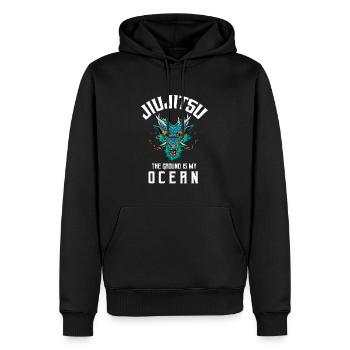 Der Boden ist mein Ozean - Jiu Jitsu Dragon - Männer Premium Bio Hoodie - Schwarz - Vorne - Nico (187cm)