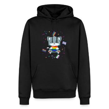 Niedlich LGBTQ Stolz Herz - Katze umarmen LGBTQ - Männer Premium Bio Hoodie - Schwarz - Vorne - Nico (187cm)