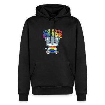 Leben mit Stolz LGBTQ Herz - Katze Umarmung LGBTQ - Männer Premium Bio Hoodie - Schwarz - Vorne - Nico (187cm)