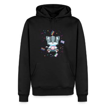 Kawaii Transgender Stolz Katze - Katze umarmt - Männer Premium Bio Hoodie - Schwarz - Vorne - Nico (187cm)