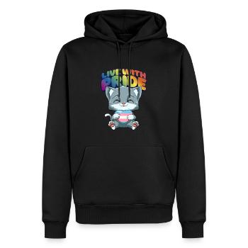 Niedliche Transgender Stolz Katze - Transgender - Männer Premium Bio Hoodie - Schwarz - Vorne - Nico (187cm)