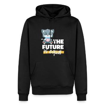 Lustige Transgender Stolz Katze - Katze umarmt - Männer Premium Bio Hoodie - Schwarz - Vorne - Nico (187cm)