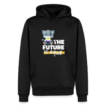 Kawaii Nonbinary Stolz Katze - Non Binary Herz - Männer Premium Bio Hoodie - Schwarz - Vorne - Nico (187cm)