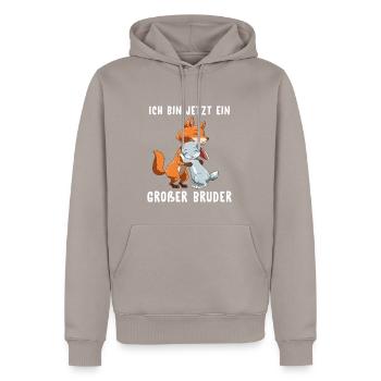 Großer Bruder Kleine Schwester - Fuchs und Hase - Männer Premium Bio Hoodie - Taupe - Vorne - Nico (187cm)