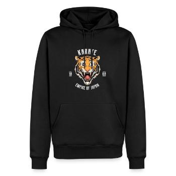 Karate Tiger Kopf mit Gürtel - Karate Japanische - Männer Premium Bio Hoodie - Schwarz - Vorne - Nico (187cm)