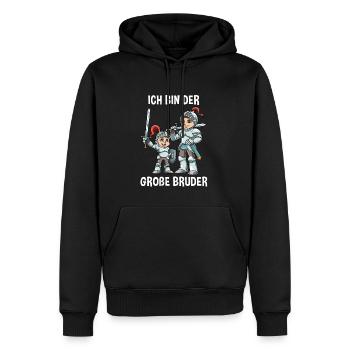 Ritter Kleiner Bruder - Ich bin der kleine Bruder - Männer Premium Bio Hoodie - Schwarz - Vorne - Nico (187cm)