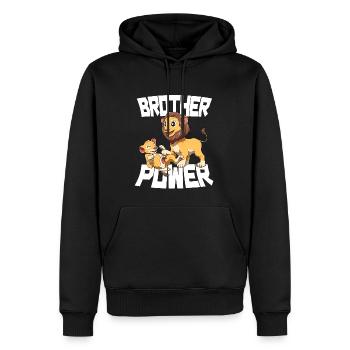 Lion Big Brother - Brother Power - Geschwister - Männer Premium Bio Hoodie - Schwarz - Vorne - Nico (187cm)