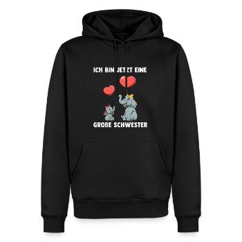 Elefanten Große Schwester Ich bin jetzt ein Große - Männer Premium Bio Hoodie - Schwarz - Vorne - Nico (187cm)