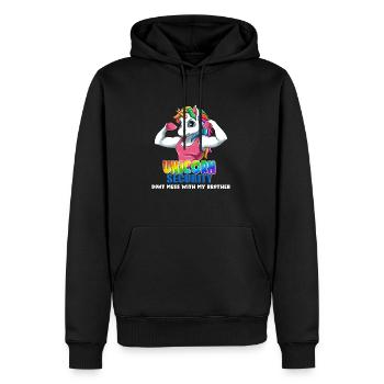 Einhorn Sicherheit Dont Mess With My Brother Funny - Männer Premium Bio Hoodie - Schwarz - Vorne - Nico (187cm)