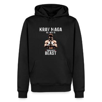 Krav Maga Fighter - Trainieren wie eine Bestie - - Männer Premium Bio Hoodie - Schwarz - Vorne - Nico (187cm)
