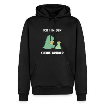 Dino Brüder Kleiner Bruder - Ich bin der kleine - Männer Premium Bio Hoodie - Schwarz - Vorne - Nico (187cm)