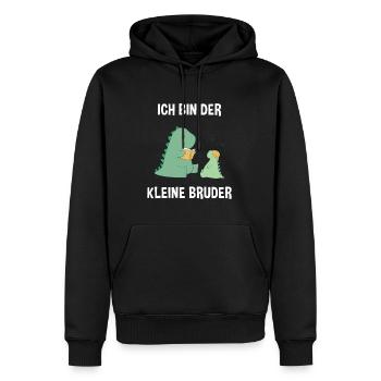 Dino Brüder Kleiner Bruder - Ich bin der kleine - Männer Premium Bio Hoodie - Schwarz - Vorne - Nico (187cm)