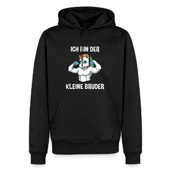 Starkes Einhorn Kleiner Bruder - Ich bin der - Männer Premium Bio Hoodie - Schwarz - Vorne - Nico (187cm)