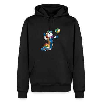 Volleyball Einhorn Jungen Mädchen - Einhorn - Männer Premium Bio Hoodie - Schwarz - Vorne - Nico (187cm)