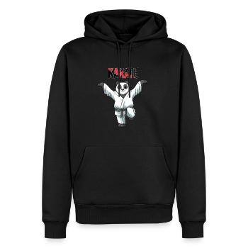 Karate Panda Crane Kick - Karate Kampf Kampfkunst - Männer Premium Bio Hoodie - Schwarz - Vorne - Nico (187cm)