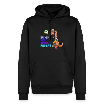 Niedlicher und lustiger Volleyball-T-Rex - Männer Premium Bio Hoodie - Schwarz - Vorne - Nico (187cm)