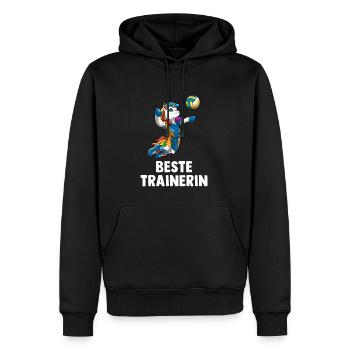 Volleyball Trainerin Einhorn - Lustiges Volleyball - Männer Premium Bio Hoodie - Schwarz - Vorne - Nico (187cm)