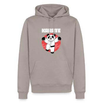 Karate Panda - Karate Japanische Sonne - Männer Premium Bio Hoodie - Taupe - Vorne - Nico (187cm)