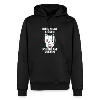 Gaming Katze - Computer Spiele Videospiele - - Männer Premium Bio Hoodie - Schwarz - Vorne - Nico (187cm)