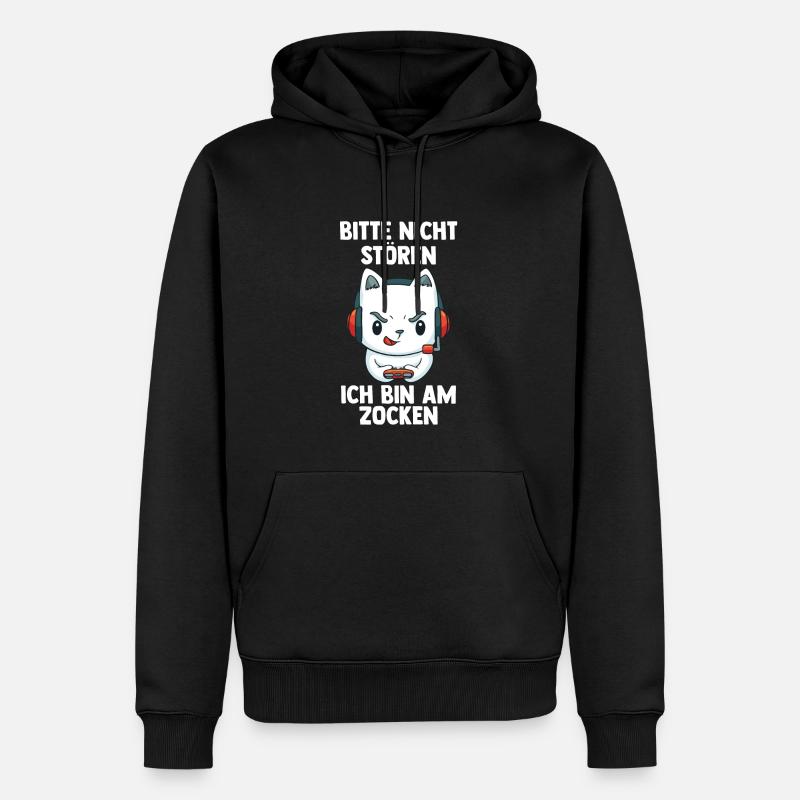 Gaming Katze - Computer Spiele Videospiele - - Männer Premium Bio Hoodie - Schwarz