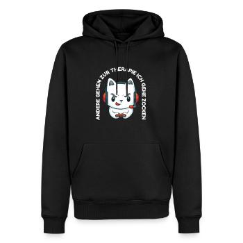 Kawaii Anime Gaming Katze- Videospiele Gaming - Männer Premium Bio Hoodie - Schwarz - Vorne - Nico (187cm)