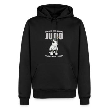 Judo Honor Unicorn - Moderne japanische - Männer Premium Bio Hoodie - Schwarz - Vorne - Nico (187cm)