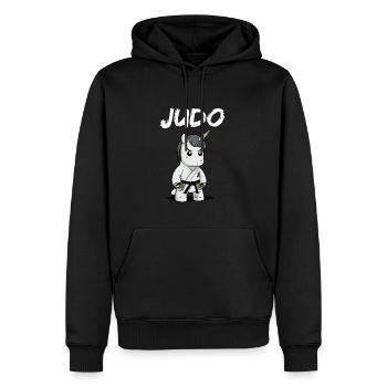Einhorn in Judo-Uniform - Japanische - Männer Premium Bio Hoodie - Schwarz - Vorne - Nico (187cm)