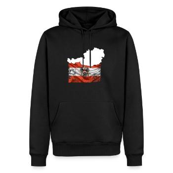 Österreich Flagge Landkarte - Männer Premium Bio Hoodie - Schwarz - Vorne - Nico (187cm)