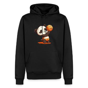 Volleyball Panda - Panda umarmt einen Volleyball - Männer Premium Bio Hoodie - Schwarz - Vorne - Nico (187cm)