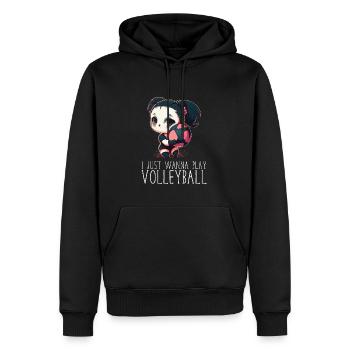 Volleyball Panda Girl - Ich will nur Volleyball - Männer Premium Bio Hoodie - Schwarz - Vorne - Nico (187cm)