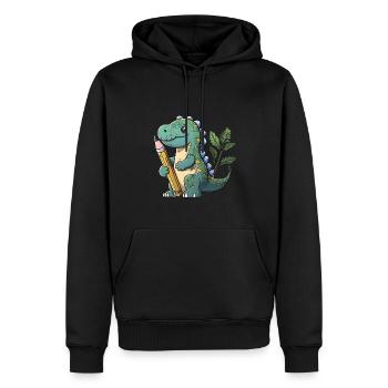 Schul Dino - Männer Premium Bio Hoodie - Schwarz - Vorne - Nico (187cm)