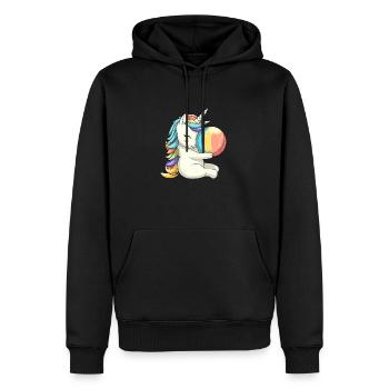 Einhörner und Mädchen lieben Volleyball - - Männer Premium Bio Hoodie - Schwarz - Vorne - Nico (187cm)