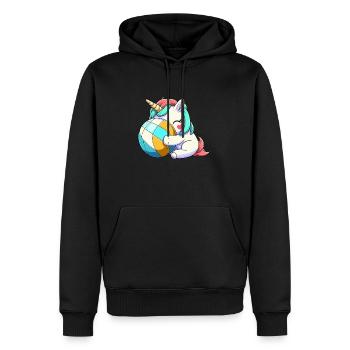 Unicorn Spike Squad Volleyball für Mädchen - Männer Premium Bio Hoodie - Schwarz - Vorne - Nico (187cm)