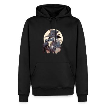 Weiblicher Pestarzt - Dunkler - Männer Premium Bio Hoodie - Schwarz - Vorne - Nico (187cm)