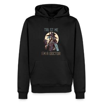 Vertrau mir, ich bin ein weiblicher Pestarzt - Männer Premium Bio Hoodie - Schwarz - Vorne - Nico (187cm)