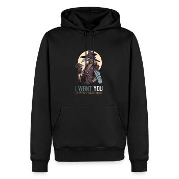 Ich möchte, dass du dir die Hände wäschst - - Männer Premium Bio Hoodie - Schwarz - Vorne - Nico (187cm)