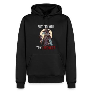 Aber haben Sie Blutegel ausprobiert - Weiblicher - Männer Premium Bio Hoodie - Schwarz - Vorne - Nico (187cm)