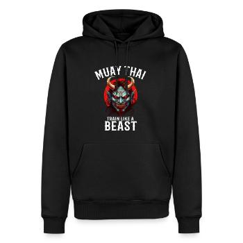 Muay Thai Oni Dämon - MMA Combat Sports - Männer Premium Bio Hoodie - Schwarz - Vorne - Nico (187cm)
